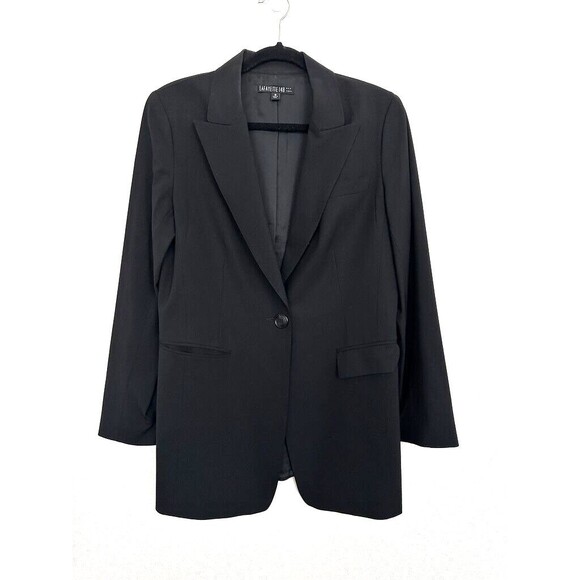 Lafayette148 Virgin Wool Black Blazer One Button Workwear Classic Women's 10 - Picture 1 of 7